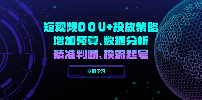 短视频DOU+投放策略，增加预算、数据分析、精准判断，投流起号-向阳花网-资源网-最新项目分享网站