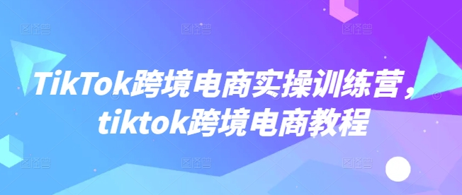 TikTok跨境电商实操训练营，tiktok跨境电商教程-向阳花网-资源网-最新项目分享网站