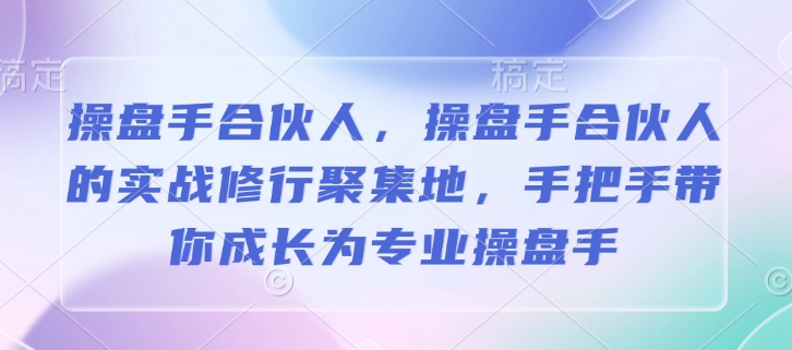 操盘手合伙人，操盘手合伙人的实战修行聚集地，手把手带你成长为专业操盘手-向阳花网-资源网-最新项目分享网站