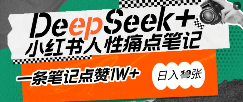 AI赋能小红书爆款秘籍：用DeepSeek轻松抓人性痛点，小白也能写出点赞破万的吸金笔记，日入多张-向阳花网-资源网-最新项目分享网站