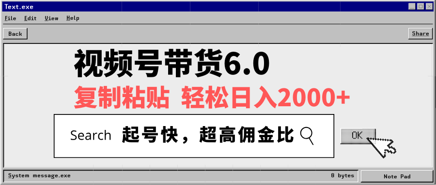 视频号带货6.0，轻松日入2000+，起号快，复制粘贴即可，超高佣金比-向阳花网-资源网-最新项目分享网站