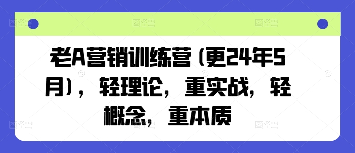 老A营销训练营(更25年1月)，轻理论，重实战，轻概念，重本质-向阳花网-资源网-最新项目分享网站