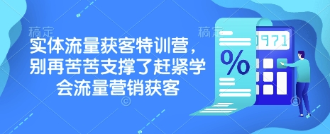 实体流量获客特训营，​别再苦苦支撑了赶紧学会流量营销获客-向阳花网-资源网-最新项目分享网站