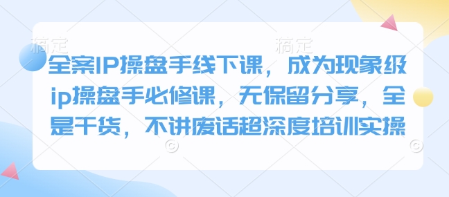 全案IP操盘手线下课，成为现象级ip操盘手必修课，无保留分享，全是干货，不讲废话超深度培训实操-向阳花网-资源网-最新项目分享网站