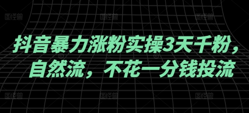 抖音暴力涨粉实操3天千粉，自然流，不花一分钱投流，实操经验分享-向阳花网-资源网-最新项目分享网站