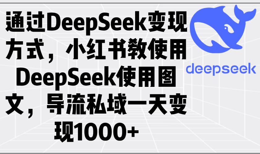 通过DeepSeek变现方式，小红书教使用DeepSeek图文，导流私域一天变现1000+-向阳花网-资源网-最新项目分享网站