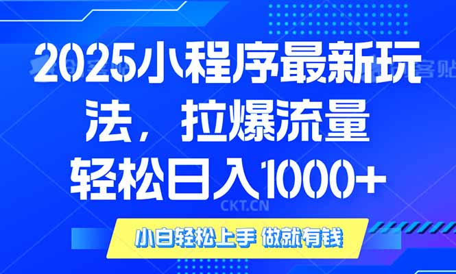 2025年小程序最新玩法，流量直接拉爆，单日稳定变现1000+-向阳花网-资源网-最新项目分享网站