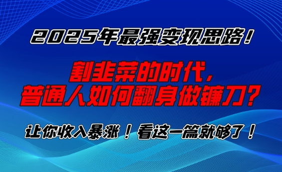 2025年最强变现思路，割韭菜的时代， 普通人如何翻身做镰刀？【揭秘】-向阳花网-资源网-最新项目分享网站