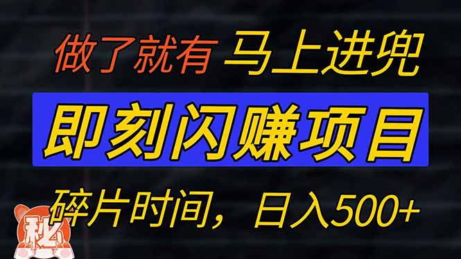 零门槛 即刻闪赚项目！！！仅手机操作，利用碎片时间，轻松日赚500+-向阳花网-资源网-最新项目分享网站