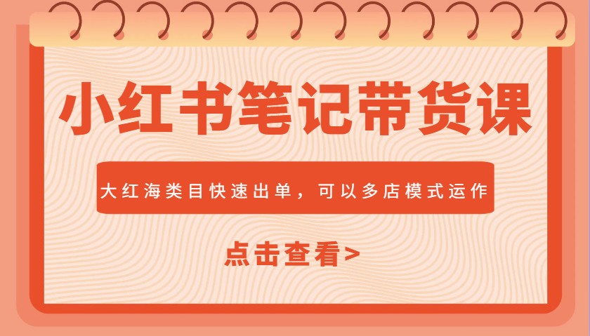 小红书笔记带货课，大红海类目快速出单，市场大，可以多店模式运作-向阳花网-资源网-最新项目分享网站