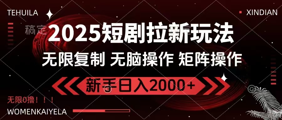 2025短剧拉新玩法，无需注册登录，无限0撸，无脑批量操作日入2000+-向阳花网-资源网-最新项目分享网站