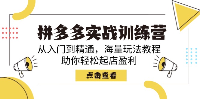 拼多多实战训练营，从入门到精通，海量玩法教程，助你轻松起店盈利-向阳花网-资源网-最新项目分享网站