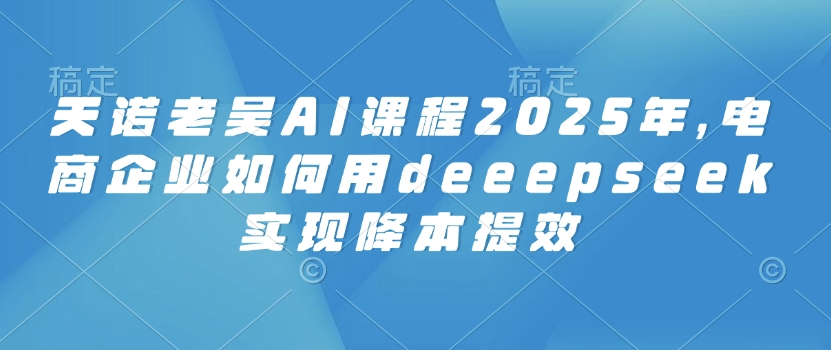 天诺老吴AI课程2025年，电商企业如何用deeepseek实现降本提效-向阳花网-资源网-最新项目分享网站