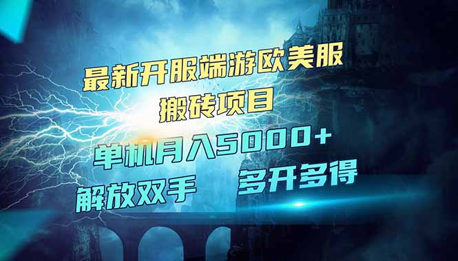 全网热门游戏欧美服端游搬砖，最新开服，项目红利期，单机月入5000+-向阳花网-资源网-最新项目分享网站