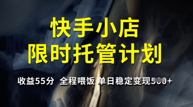 快手小店限时托管计划，收益55分，全程喂饭，单日稳定变现5张【揭秘】-向阳花网-资源网-最新项目分享网站