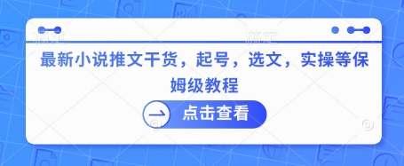 最新小说推文干货，起号，选文，实操等保姆级教程-向阳花网-资源网-最新项目分享网站