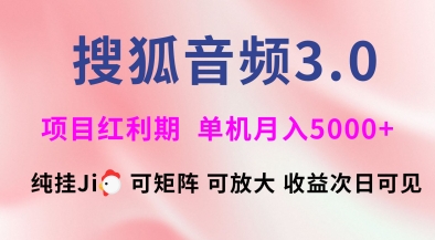 搜狐音频挂ji3.0.可矩阵可放大，独家技术，稳定月入5000+【揭秘】-向阳花网-资源网-最新项目分享网站