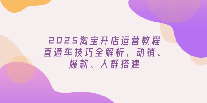 2025淘宝开店运营教程更新，直通车技巧全解析，动销、爆款、人群搭建-向阳花网-资源网-最新项目分享网站