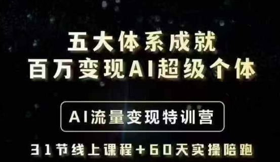 五大体系成就百万变现AI超级个体- AI流量变现特训营，一步一步教你一个人怎么年入百W-向阳花网-资源网-最新项目分享网站