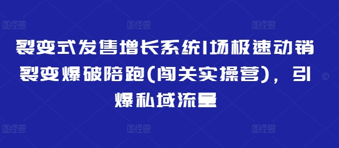 裂变式发售增长系统1场极速动销裂变爆破陪跑(闯关实操营)，引爆私域流量-向阳花网-资源网-最新项目分享网站